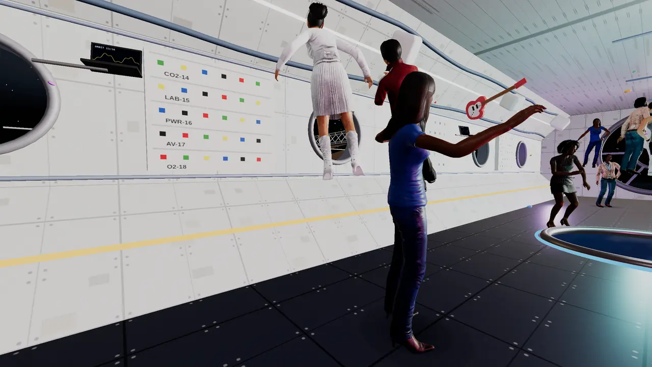 Dancing aboard the International Space Station above Earth